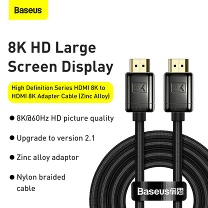 Baseus 8K HDMI-compatible 60Hz Cable 48Gbps Digital 4K Cable For Xiaomi Mi TV Box DVD PS5 PS4 PC Box Splitter Switch Video Ca