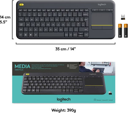 LOGITECH K400 Plus Wireless Keyboard With Touch Pad - 100% Authentic