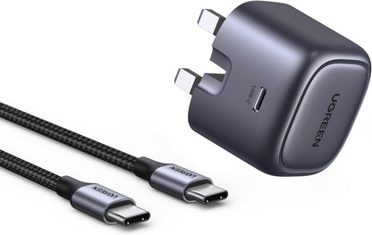 UGREEN 25114 USB C Charger Plug 30W Nexode PD 3.0 Foldable GaN Charger with 1m USB C Cable Compatible with iPhone 16/15/15 Pr