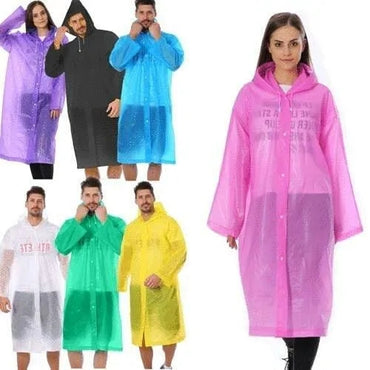 Emergency Waterproof Rain Poncho with Drawstring Hood Pocket for Men & Women