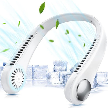 Portable Neck Fan: Rechargeable Wearable Air Cooler | Quiet 3-Speed Hanging Necklace
