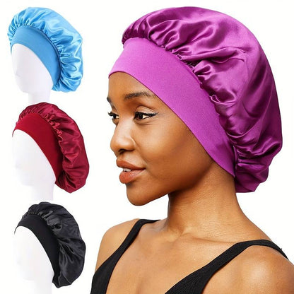 Luxurious Satin Sleep Cap for Women - Wide Elastic Band, Gentle on Hair, Perfect for Nighttime Wear