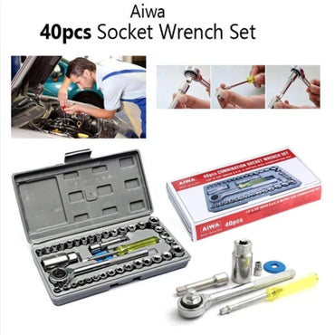 40-Piece Socket Spanner Set with Ratchet Wrenches and Durable Carrying Case for Garage & Workshop
