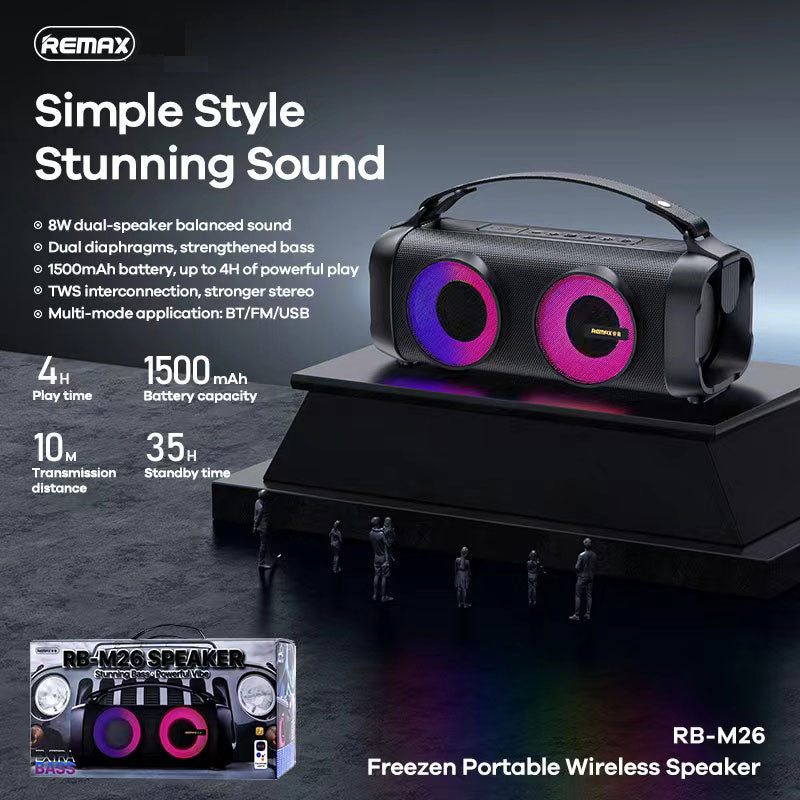 REMAX RB-M26 Outdoor Hand Lifted Double Terminal Bluetooth Speaker Plaza Dance Sports Portable Sound