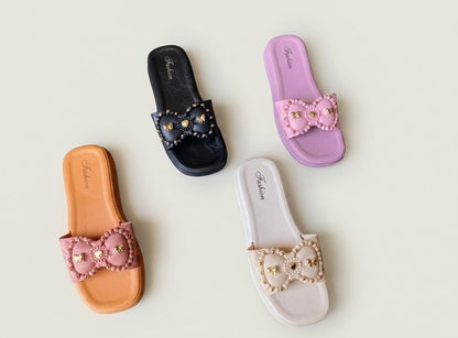 Pearl Bow Comfort Slides