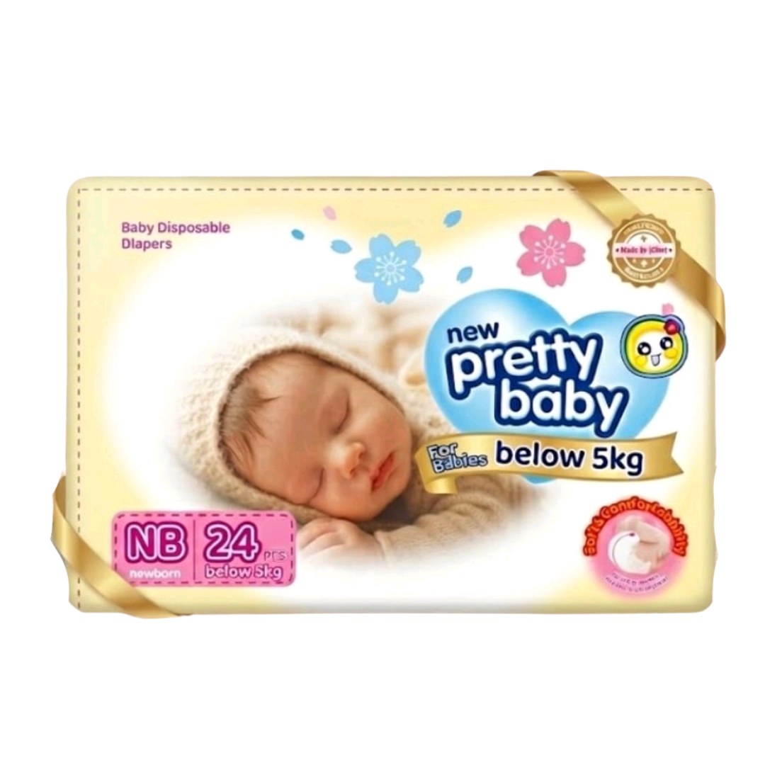Pretty Baby Disposable Baby Diapers New Born 24 Pcs