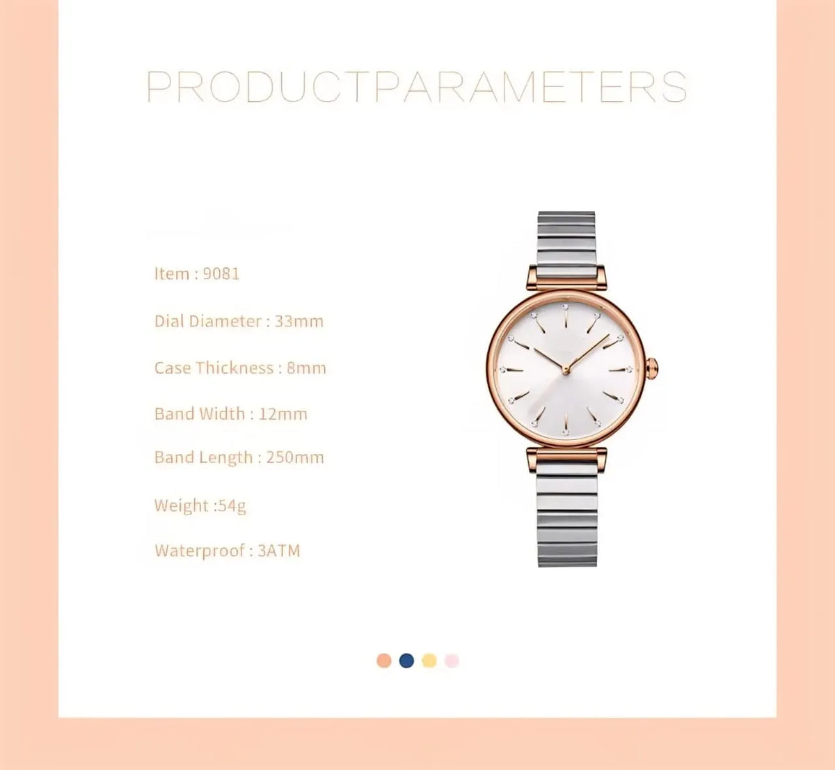 AMERA Advanced Elegant Women's Quartz Watch Waterproof Stainless Steel Strap Business Women's
