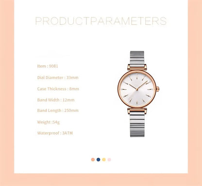 AMERA Advanced Elegant Women's Quartz Watch Waterproof Stainless Steel Strap Business Women's