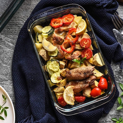 Home Glass Rectangular Borosilicate Baking Dish - Microwave Safe 3L