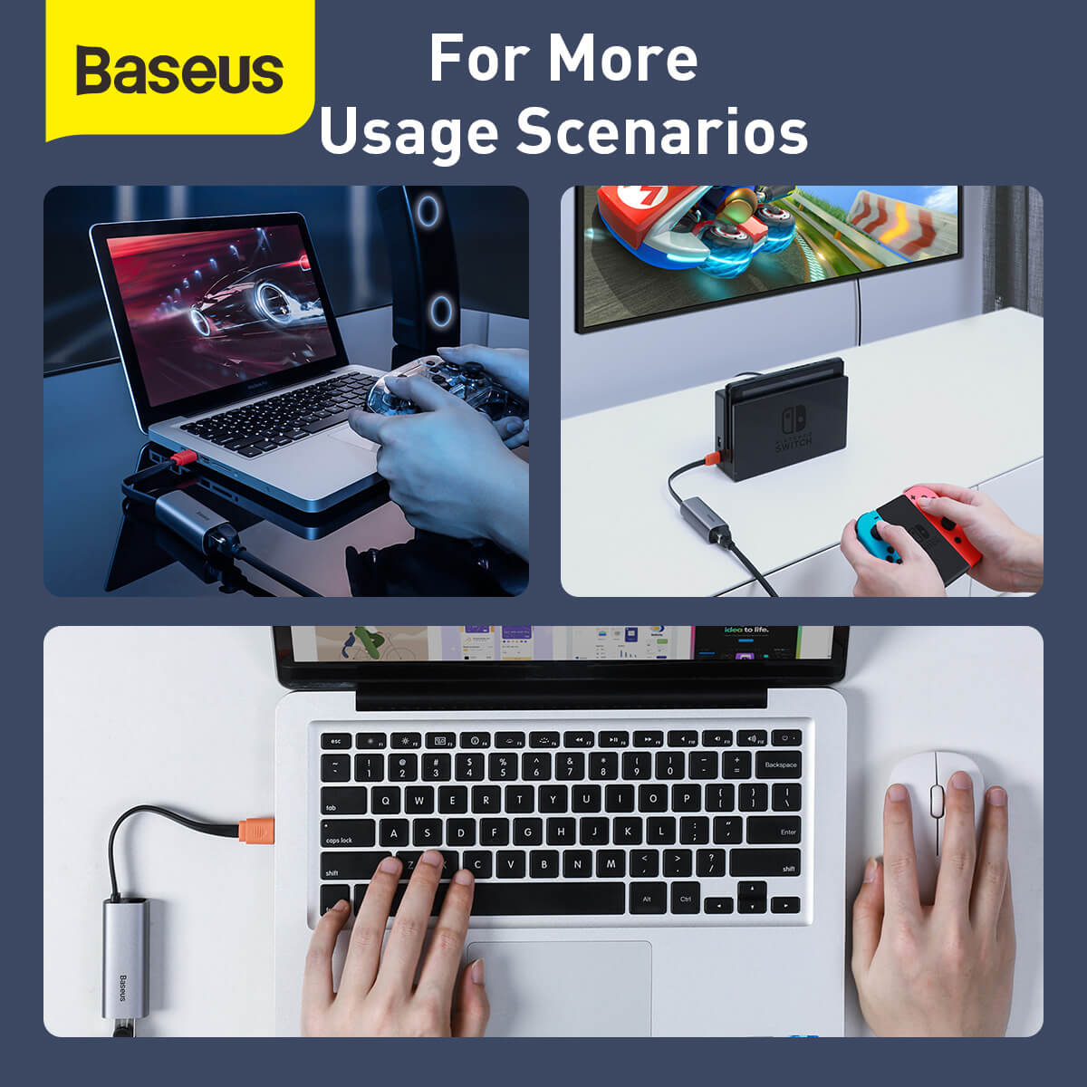 Baseus Steel Cannon Series USB A Gigabit LAN Adapter