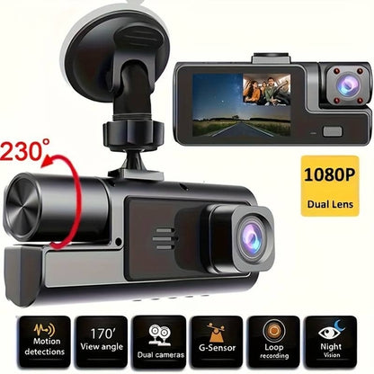 Dash Cam Front and Inside, HD 1080P Recording Car DVR Cam with 170° Wide Angle, Night Vision