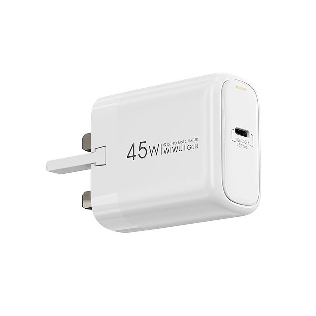 WiWU Ark 45W PD GaN Fast Charger (UK) Wi-U035 1 USB-C Fast Charging Adapter
