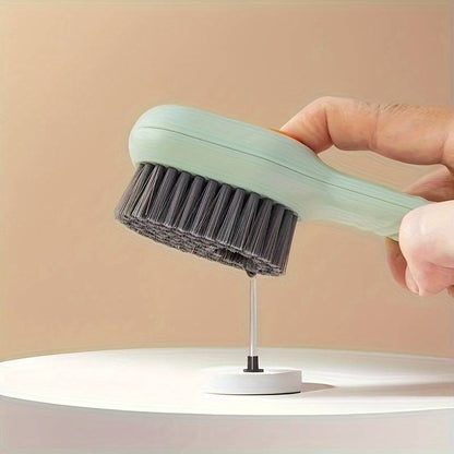 Multi-Functional Liquid Dispenser Shoe Brush with Soft Bristles, Plastic Handle, No Electricity Need