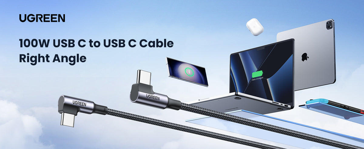 UGREEN 100W USB C to USB C Cable, 90 Degree Type C Cable -1M
