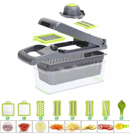 14-In-1 Multifunctional Vegetable Slicer & Cutter: Premium 8-Blade Onion Chopper & Food Dicer