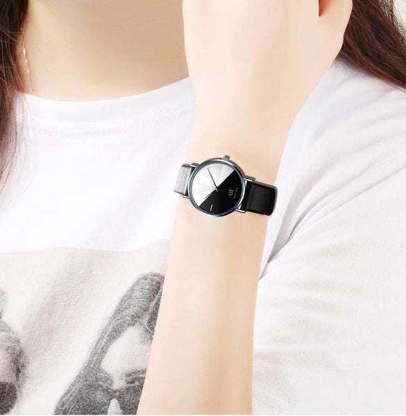 Women's OT Watches Fashion Leather Wrist Watch Vintage Ladies Quartz Watch