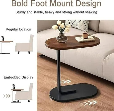 Oval Shaped Table 'C' Shaped Laptop Table, Coffee Table, C Sofa Side Table Modern End Table