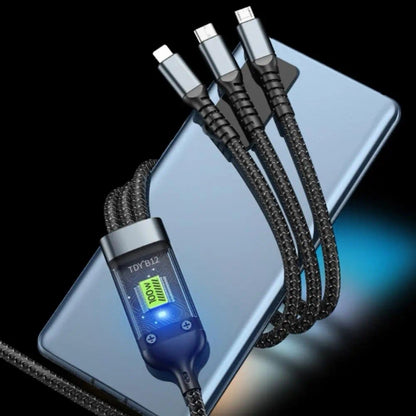 3-In-1 6a 100W Super Fast Charging Data Cable – Nylon Braided USB Cable