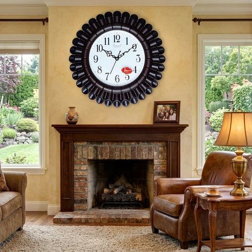 Siddharth QUARTZ Analog 36Cm X 36Cm Wall Clock Wooden Colour for Home, Living Room, Bedroom