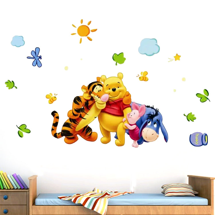Winnie The Pooh With Friends Wall Stickers For Kids Room Home Decoration Cartoon Bear Pig baby children cartoon bedroom room decor wall stickers removable kids nursery decal sticker Wall Decoration Stickers wall deco
