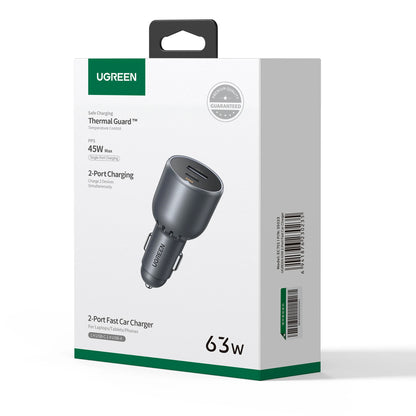 UGREEN EC701 Car Charger Dual Port 63W Fast Charging PD 3.0 Type-C Port