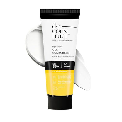 Deconstruct Gel Sunscreen for Oily Skin - SPF 55+ and PA+++ | Water Resistant Sunscreen (50 Gms)