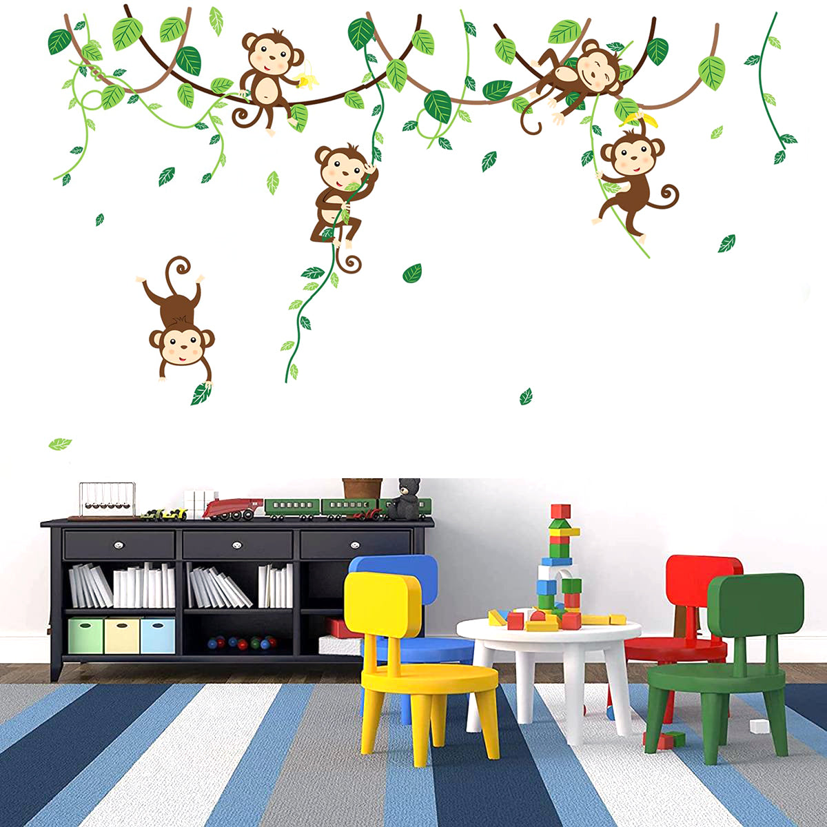 Monkey Play Home Decoration star baby children cartoon bedroom room decor wall stickers removable kids nursery decal sticker Wall Decoration Stickers wall deco Mickey Balloon