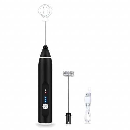 Electric Milk Frother with Double Whisk, USB Rechargeable 2 in 1 Milk Foam Maker for Coffee Latte