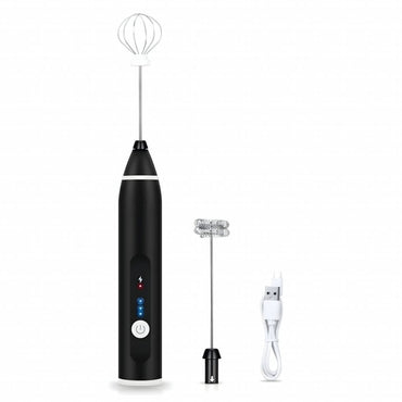 Electric Milk Frother with Double Whisk, USB Rechargeable 2 in 1 Milk Foam Maker for Coffee Latte