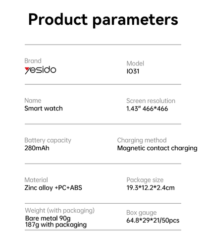 YESIDO IO31 AMOLED Smart Watch Fitness Tracker with Heart Rate Monitoring