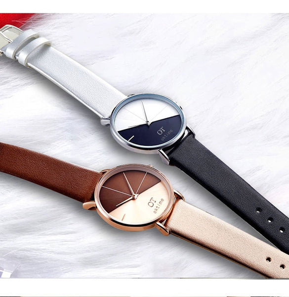 Women's OT Watches Fashion Leather Wrist Watch Vintage Ladies Quartz Watch