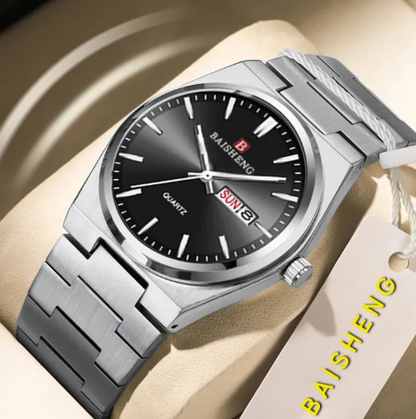 BAISHENG Op Brand Luxury Men Quartz Watches Original Watch for Man Waterproof Stainless Steel Watch