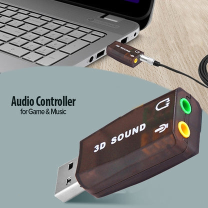 USB 2.0 Sound Card 3D Virtual 5.1 Channel USB Audio Adapter for Desktop Laptop Notebook Computer