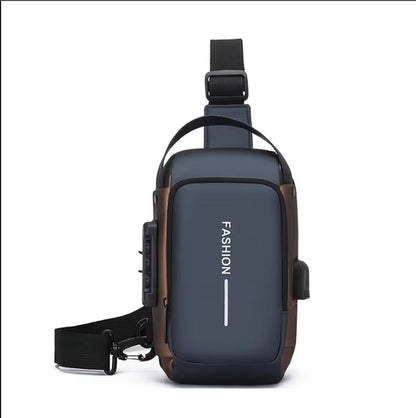 Luxury Waterproof Anti-Theft Crossbody Bag for Men with USB Charging Port, Travel Sling Chest Should