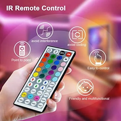 5M Dimmable RGB LED Strip Lights with Remote, Colour Changing Lights for Bedroom, Living Room & TV