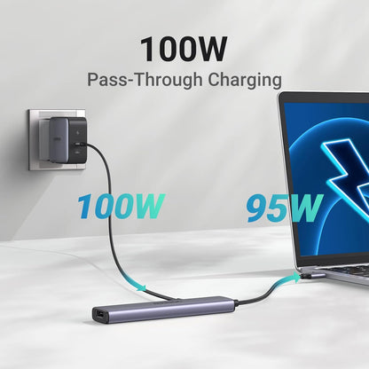 UGREEN USB C Hub 5 in 1 Multiport Adapter Revodok 105 4K HDMI, 100W Power Delivery, 3 USB-A Data Ports, USB C Hub - 15495