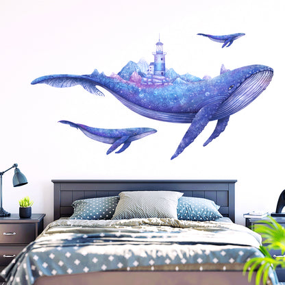 Blue Whale Home Decoration animals tree bridge baby children cartoon bedroom room decor wall stickers removable kids nursery decal sticker Wall Decoration Stickers wall deco