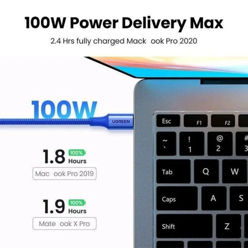 UGREEN USB-C to USB-C Cable 100W 5A PD Fast Charging Braided Cable  -1M / 2M  (65249/65254)