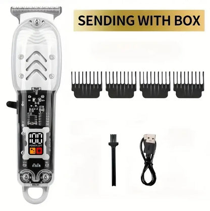 Transparent Body Electric Hair Clipper: Professional Salon Barber Trimmer & Styling Equipment