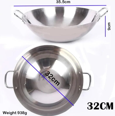 Stainless Steel Wok Pan with Handles,Fry Pan, Thachchi
