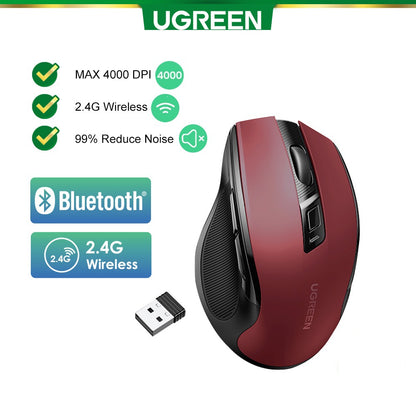 UGreen Ergonomic Wireless Computer Mouse (MU101) Dual Mode Bluetooth & USB Receiver Connectivity