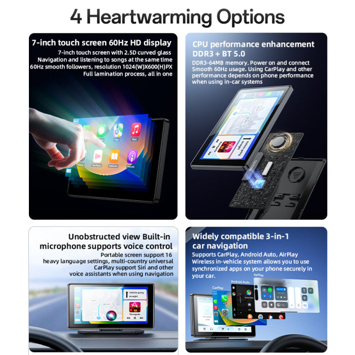 Yesido KM17 BT5.0 Built-in Microphone 7inch 60Hz HD Display Portable Car Audio And Video Navigation CarPlay