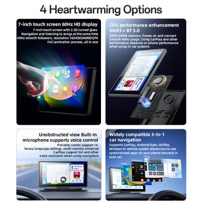 Yesido KM17 BT5.0 Built-in Microphone 7inch 60Hz HD Display Portable Car Audio And Video Navigation CarPlay