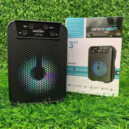Greatnice 3" Inch Super Bass Portable Splash Proof Wireless Bluetooth Speaker GTS-1345 with TF Card