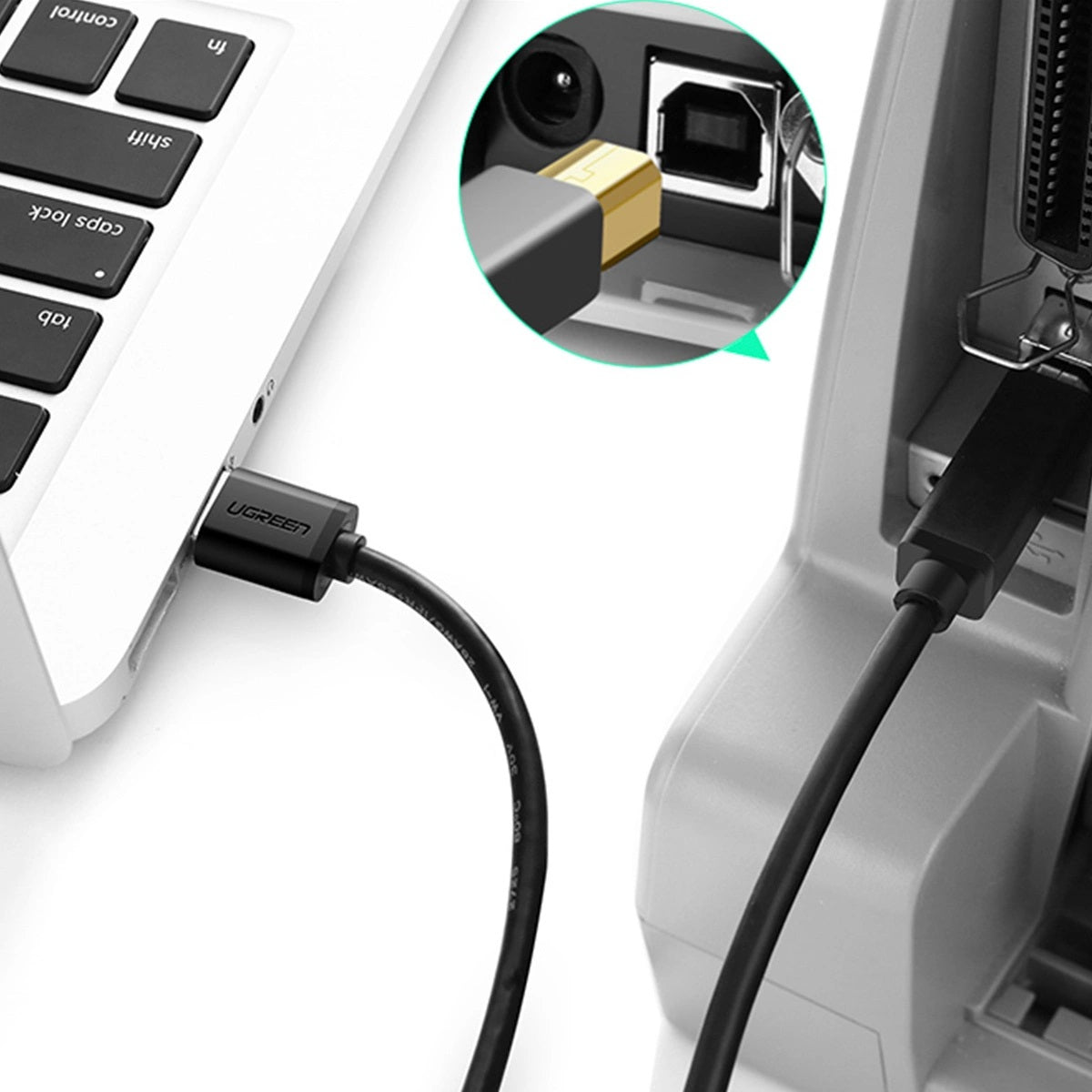 Ugreen US210 10372 Printer Cable with USB-A / USB-B Connectors, 5 Gbps Speed, 2M