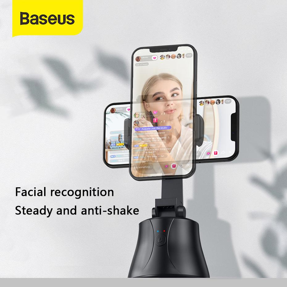 Baseus 360 Degree Rotation Following Shot Tripod Head with Phone Clamp for Smartphones, GoPro, DSLR Cameras