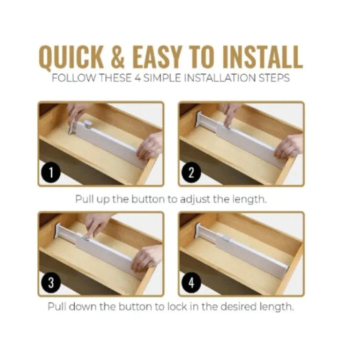 Adjustable Drawer Dividers – Retractable Plastic Organizers for Home & Office Storage