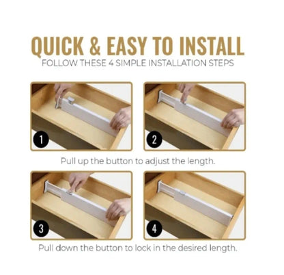 Adjustable Drawer Dividers – Retractable Plastic Organizers for Home & Office Storage