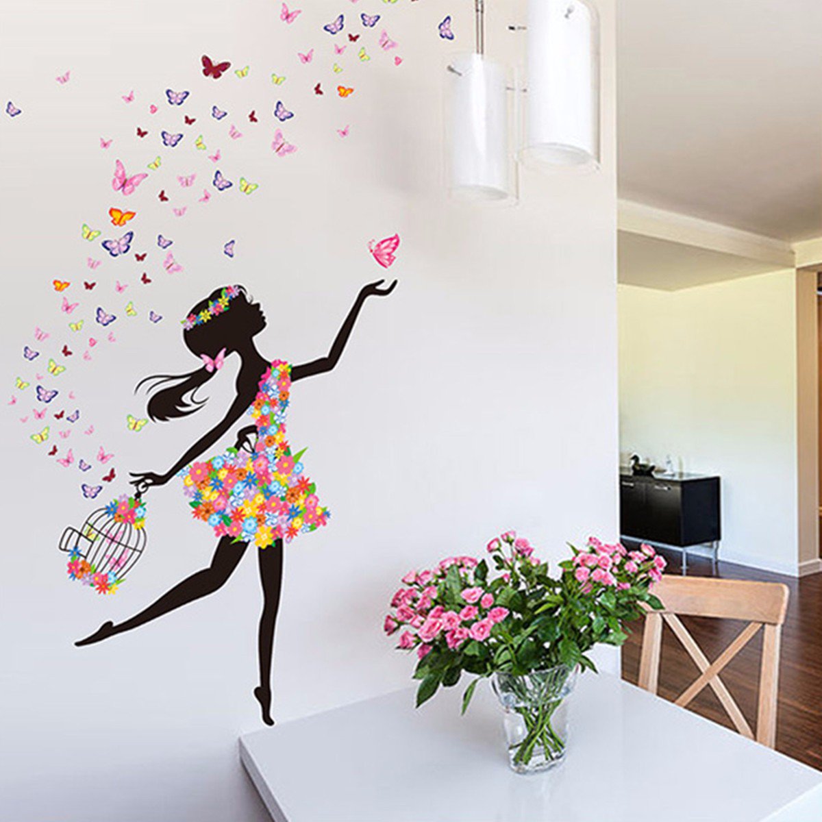 Flower Cycle Girl Butterfly Bird sticker plants room wallpaper bedroom nursery window decor without Radium stars star wall stickers wall decoration flower butterfly wedding decoration birthday decoration kids room decoration Wall Sticker Buy More Model 10