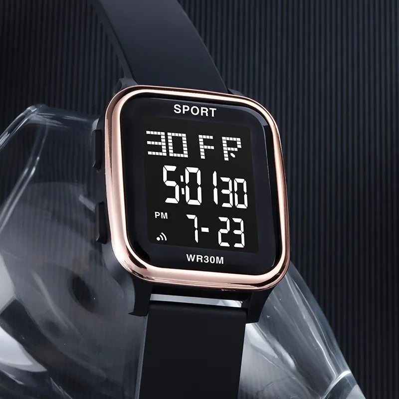 LASIKA Outdoor Sports Multi-Function Electric Watch Student Men's Silicone Strap Digital Wristwatch